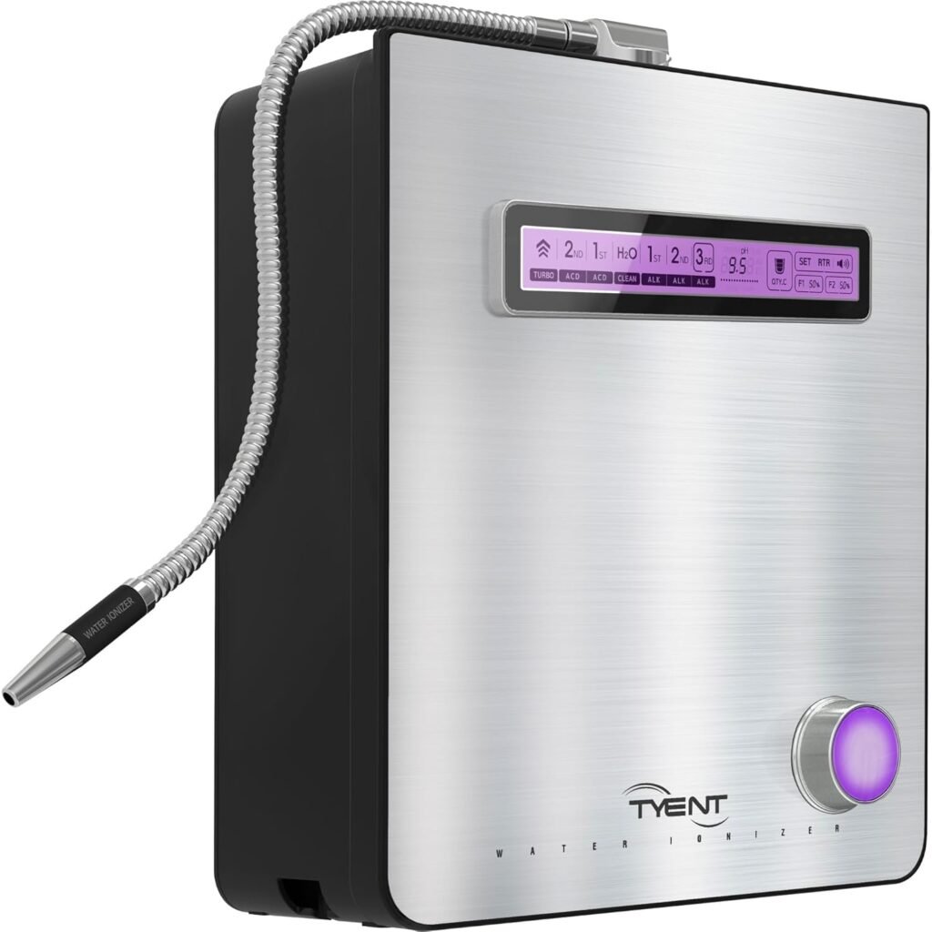 Tyent Edge Turbo Water Ionizer - Dual Filtration System-Hydrogen Enhanced Water Purification - Adjustable pH Settings with Turbo Mode - Touchscreen Interface Auto-Flow Stop - Advanced Filtration