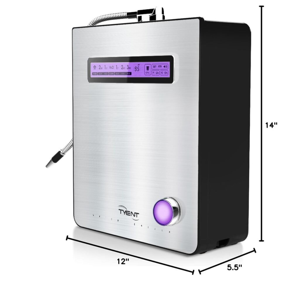 Tyent Edge Turbo Water Ionizer - Dual Filtration System-Hydrogen Enhanced Water Purification - Adjustable pH Settings with Turbo Mode - Touchscreen Interface Auto-Flow Stop - Advanced Filtration